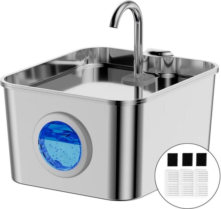 BalimoPet - Drinkfontein Hond en Kat - Geruisloos - 2.6 L -, Dieren en Toebehoren, Kattenvoerbakken en Drinkbakken, Nieuw, Verzenden