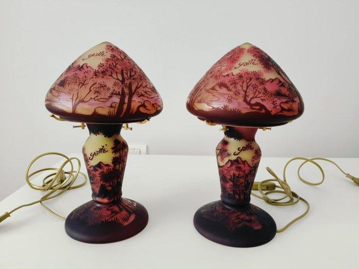 Galle Style Mushroom Table Lamps: Mountain Landscape -, Antiek en Kunst, Curiosa en Brocante