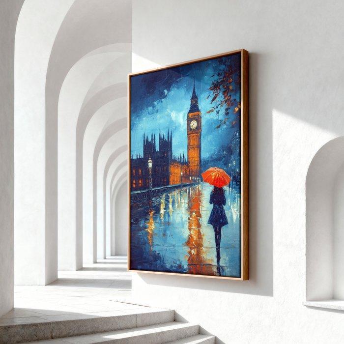 Iconica - Rainy London Stroll - Unique 1/1 XXL (150x100 cm), Antiek en Kunst, Kunst | Designobjecten