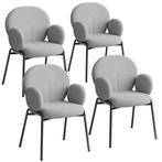 Set van 4 stoelen Scandi gestoffeerd, bouclé stof - lichtgri, Verzenden
