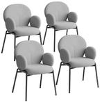 tectake Stoel Scandi gestoffeerd, bouclé stof - lichtgrijs,, Huis en Inrichting, Stoelen, Verzenden, Nieuw