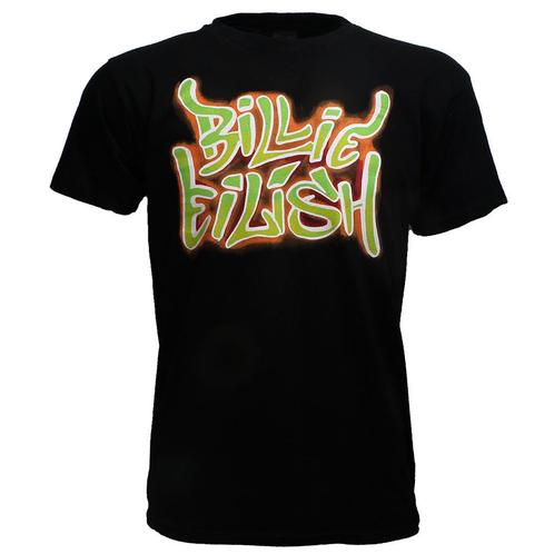 Billie Eilish Neon Graffiti T-Shirt Zwart - Officiële, Kleding | Heren, T-shirts