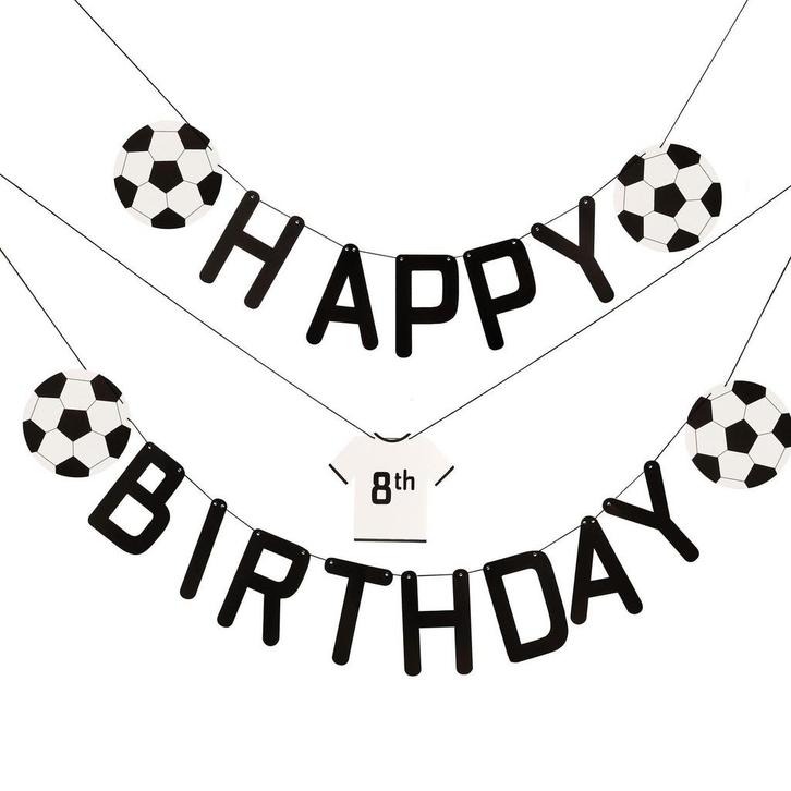 Voetbal Letterslinger Happy Birthday 1,5m, Hobby en Vrije tijd, Feestartikelen, Nieuw, Verzenden