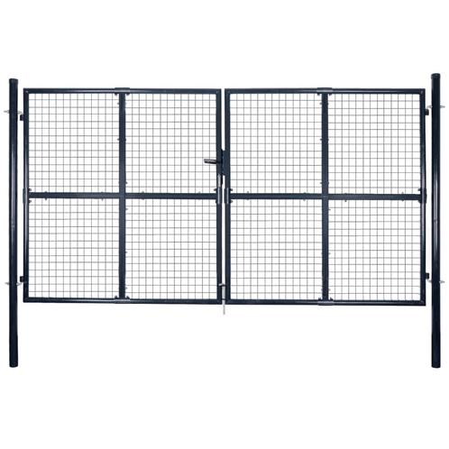 vidaXL Gaaspoort 289x200 cm gegalvaniseerd staal grijs, Tuin en Terras, Tuinpoorten, Nieuw, Verzenden