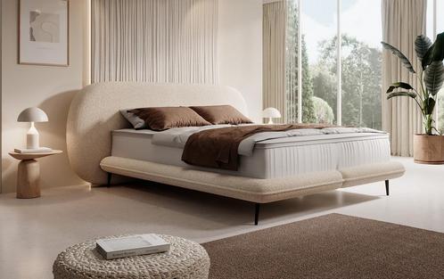 Meubella | Tweepersoonsbed 160x200 beige teddy stof, Huis en Inrichting, Slaapkamer | Bedden, Nieuw, 160 cm, Verzenden