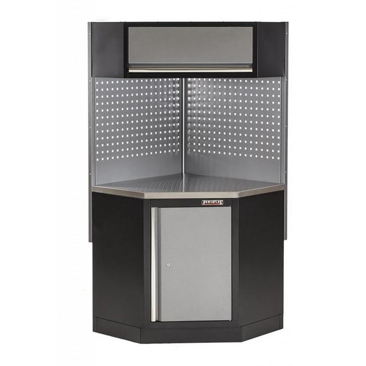 Hoekstuk garageserie met metaal bekleed werkblad,, Bricolage & Construction, Établis, Enlèvement ou Envoi