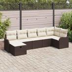 vidaXL Tuinbank Set met kussen met opslag 7 pcs Bruin Poly, Tuin en Terras, Verzenden, Nieuw
