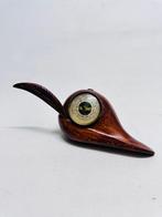 Hand-Carved Wooden Desk Barometer in Organic Form Aneroid