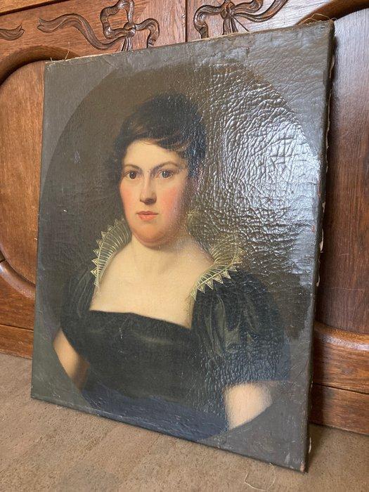 Nederlandse school (XIX) - Elegant Woman Portrait, Antiquités & Art, Art | Peinture | Classique