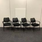 Complete set van 4 stuks vergaderstoelen/ stapelstoelen, Gebruikt, Zwart