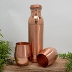Puur koperen set van fles sequence gehamerd ± 950 ml met 2, Ophalen of Verzenden, Nieuw