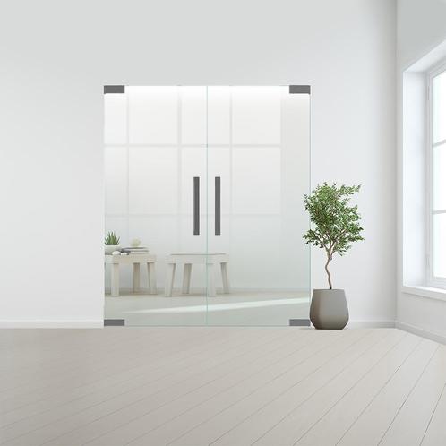 Glazen dubbele binnendeur zonder kozijn RVS beslag-Blank geh, Bricolage & Construction, Fenêtres & Moustiquaires, Envoi