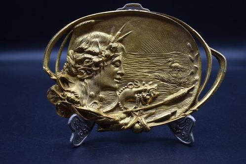 Plaque - bronze ou laiton doré, Antiek en Kunst, Curiosa en Brocante