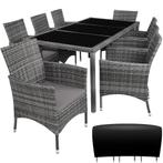 tectake Wicker zitgroep 8+1 met beschermhoes - grijsgevlekt/, Tuin en Terras, Tuinsets en Loungesets, Verzenden, Nieuw