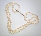 Halsketting Akoyaperlen 87 cm lang - 14 kt geelgouden broche, Nieuw