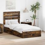 vidaXL Opbergbed met hoofdeinde Rook Eiken 90 x 190 cm, Huis en Inrichting, Slaapkamer | Bedden, Verzenden, Nieuw
