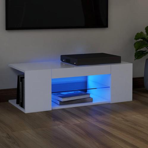 vidaXL Meuble TV avec lumières LED Blanc 90x39x30 cm, Maison & Meubles, Armoires | Mobilier de télévision, Neuf, Envoi