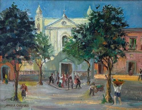 Angela Carugati (1881-1977) - Strada Napoletana con, Antiek en Kunst, Kunst | Schilderijen | Klassiek