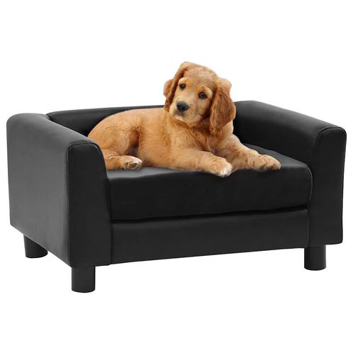 vidaXL Hondenbank 60x43x30 cm pluche en kunstleer zwart, Dieren en Toebehoren, Honden-accessoires, Nieuw, Verzenden