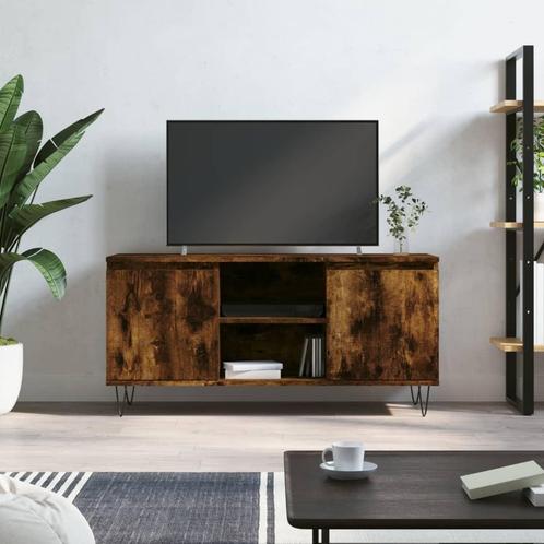 vidaXL Meuble TV chêne fumé 104x35x50 cm bois, Huis en Inrichting, Kasten |Televisiemeubels, Verzenden