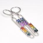 Oorbellen - 18 karaat Witgoud - 4.86ct. tw. Saffier -, Handtassen en Accessoires, Oorbellen, Nieuw