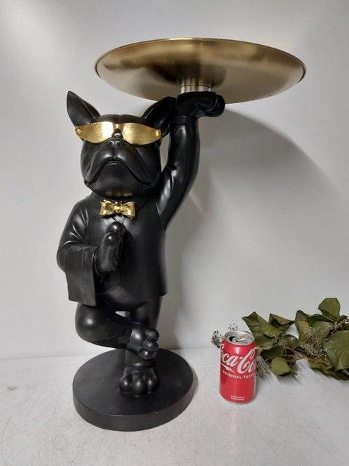 Statue, black buldog with gold plateau 55 cm high - 55 cm -, Antiek en Kunst, Curiosa en Brocante
