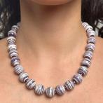Halsketting met Wampum (Quahog schelp) natuurlijk, glad en, Verzamelen, Mineralen en Fossielen