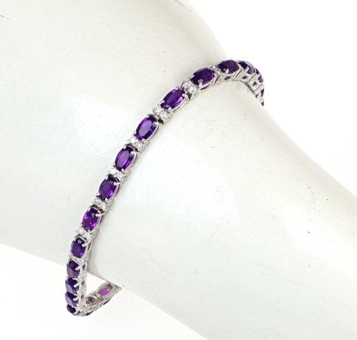 Zonder Minimumprijs - Armband - 18 karaat Witgoud Amethist -, Handtassen en Accessoires, Armbanden