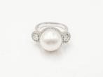 Ring - 18 karaat Witgoud Parel - Diamant, Nieuw