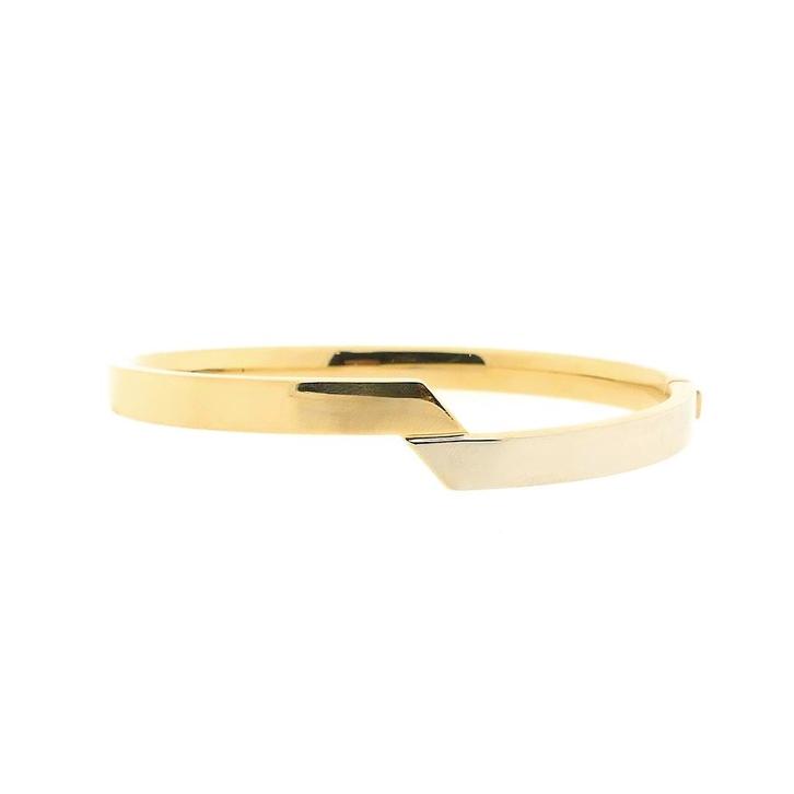 Bicolor gouden slavenarmband | Ø 60 mm (witgoud, geelgoud), Handtassen en Accessoires, Armbanden, Overige kleuren, Gebruikt, Goud