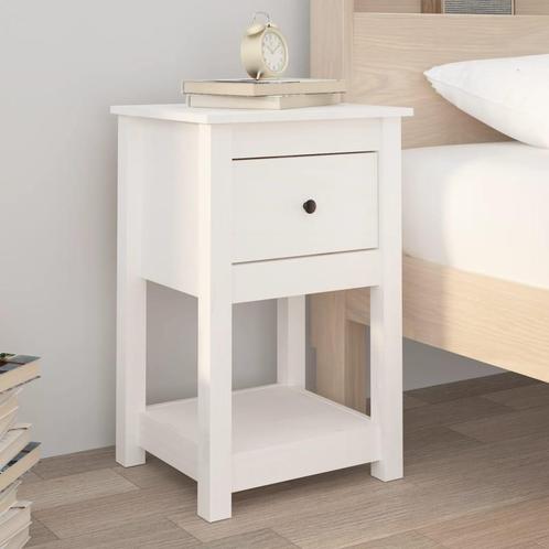 vidaXL Nachtkastje 40x35x61,5 cm massief grenenhout wit, Huis en Inrichting, Kasten | Overige, Nieuw, Verzenden