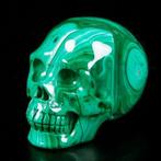 Topkwaliteit Malachiet - Uitgehouwen Realistische Schedel -