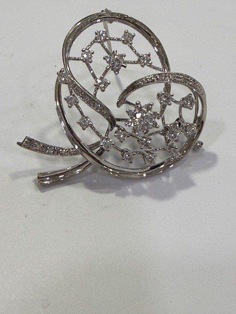 Broche - 18 karaat Witgoud - 2.64ct. tw. Diamant, Handtassen en Accessoires, Antieke sieraden