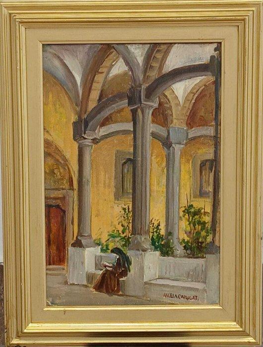Angela Carugati (1881-1977) - Chiostro di Napoli, Antiek en Kunst, Kunst | Schilderijen | Klassiek