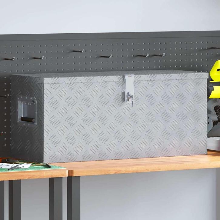 vidaXL Aluminium kist 80x30x35 cm zilverkleurig, Bricolage & Construction, Boîtes à outils, Envoi