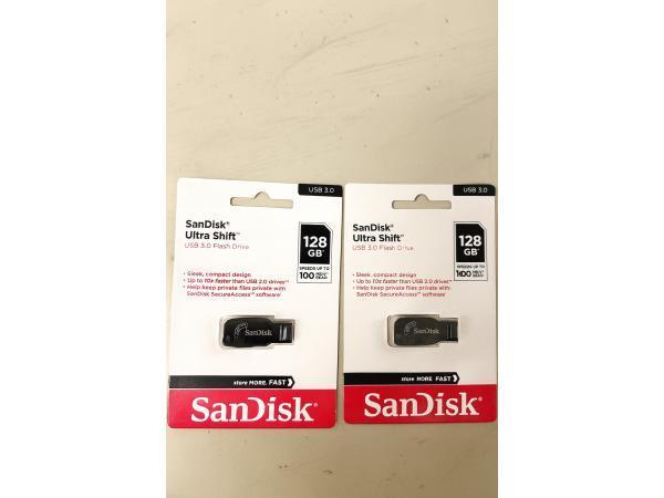 Veiling - 2x Sandisk usb-stick ultra shift - 128 GB, Computers en Software, USB Sticks