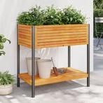 vidaXL Plantenbak met schap 80x45x80 cm massief acaciahout, Tuin en Terras, Verzenden, Nieuw