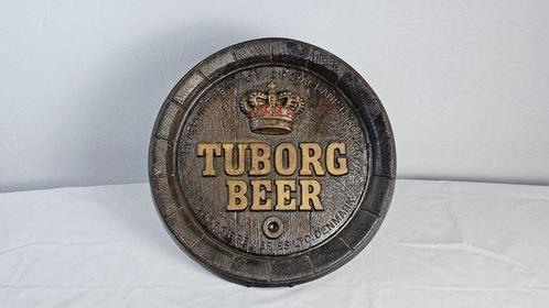 Vintage Tuborg Beer Barrel-Style Advertising Sign -, Antiek en Kunst, Antiek | Wandborden en Tegels