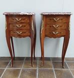 Set Marquetry Nachtkastjes / Commodes - Estampillé Skalski, Antiek en Kunst