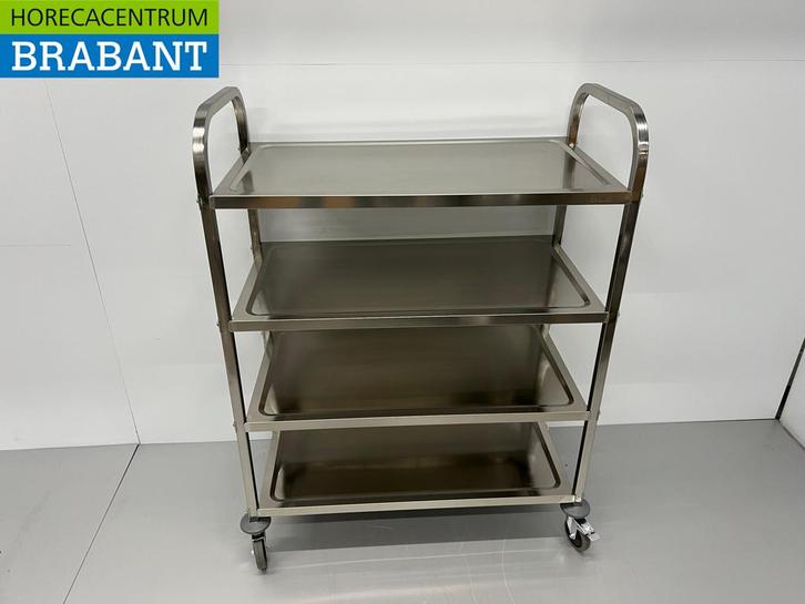 RVS Serveerwagen Dienwagen 4 lagen 95 cm Horeca, Zakelijke goederen, Horeca | Meubilair en Inrichting, Ophalen of Verzenden