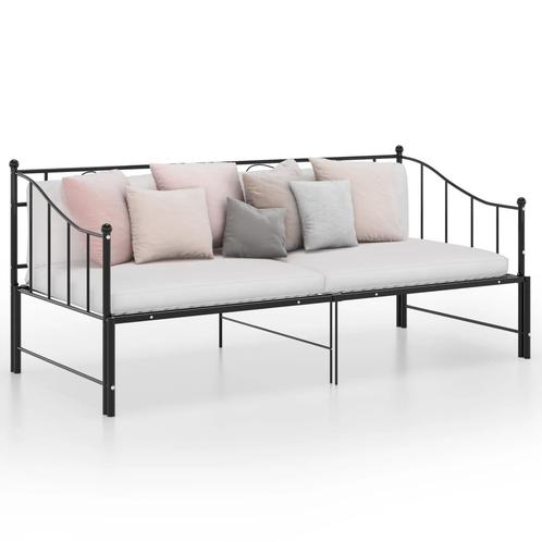vidaXL Cadre de canapé-lit extensible Noir Métal 90x200, Maison & Meubles, Chambre à coucher | Lits, Neuf, Envoi