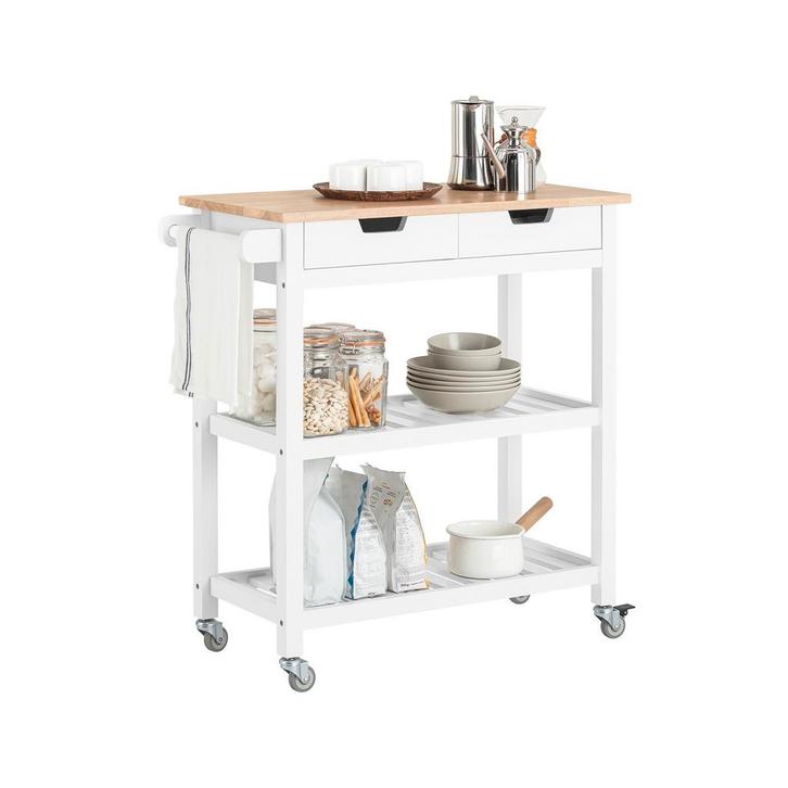 2dekans | SoBuy Keukentrolley - 89x46x22cm - wit, Huis en Inrichting, Keuken | Keukenbenodigdheden, Ophalen of Verzenden