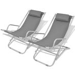 vidaXL Terrasstoelen verstelbaar 2 st staal grijs, Verzenden, Nieuw