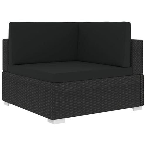 vidaXL Hoekbank 1 st met kussens poly rattan zwart, Tuin en Terras, Tuinsets en Loungesets, Nieuw, Verzenden