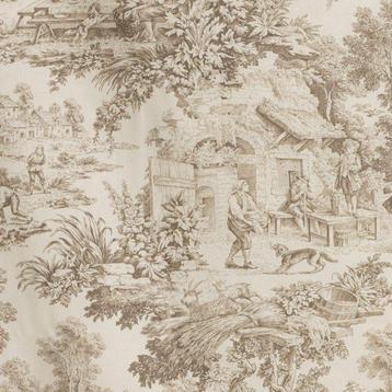 Verfijnd Toile de Jouy Taupe Dove Grey - Textiel - 230 cm -