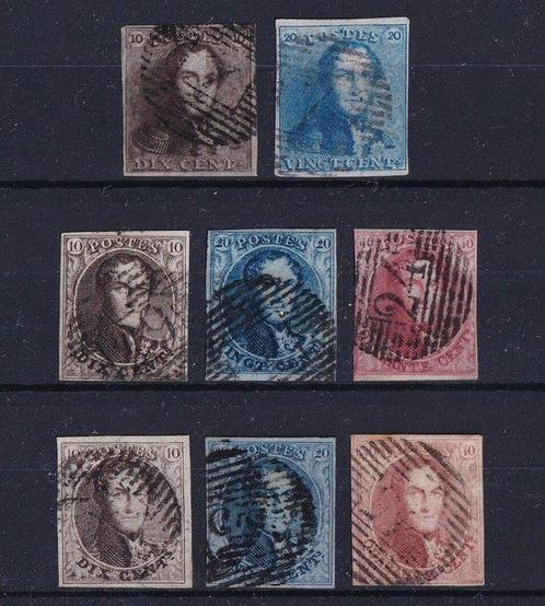 Belgique 1849/1851 - Épaulette en médaillons - ensemble, Postzegels en Munten, Postzegels | Europa | België