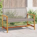 vidaXL Tuinbank 112 cm poly rattan en acaciahout grijs, Verzenden, Nieuw