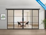 Dubbele stalen Schuifdeuren met koofsysteem en glaspanelen 3, Doe-het-zelf en Bouw, Nieuw, Metaal, Inclusief glas