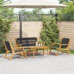 vidaXL Tuinstoelen met Tafel - 4 stuks - Zwart - Massief, Tuin en Terras, Tuinstoelen, Verzenden, Nieuw