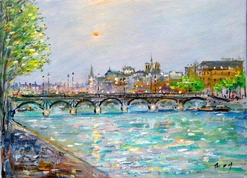 Denis Pascal dit Roy (XX-XXI) - Paris, Le Pont-des-Arts et, Antiek en Kunst, Kunst | Schilderijen | Klassiek